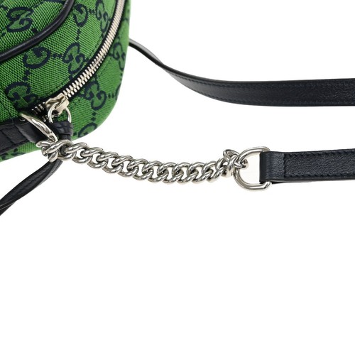 GUCCI Marmont GG Pattern Chain Shoulder Bag Canvas Leather Green 631RF291 - Picture 9 of 17