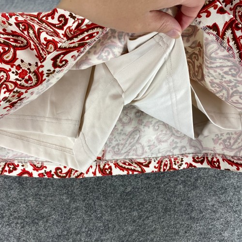 Lady Hagen Skirt Women 6 Red Beige Paisley A Line Build In Brief - Picture 6 of 8