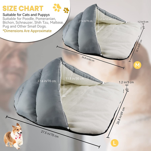 Pet House, Cave Bed for Small Medium Dog Cat, Ultra Soft Polar Fleece Dog Bed, W - Picture 3 of 8