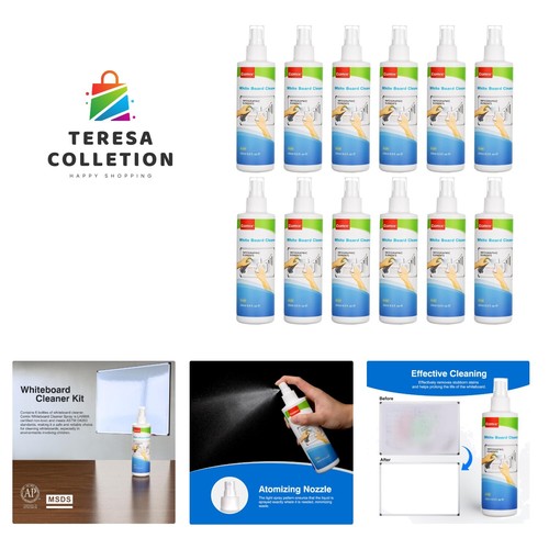 Ungiftiger Whiteboardreiniger, 8,5 Unzen Whiteboard Reinigungsspray, geruchsarm trocken...