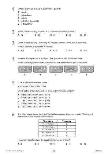 11+ Plus Year 6 GL Assessment Practice Papers Ages 10-11 Pack 3 with Answer CGP - Picture 9 of 24