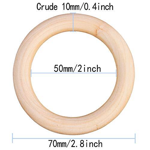 10 Pcs Macrame Wooden Rings 70 mm/2.7inch Unfinished Solid Large Wooden ...