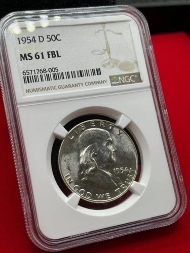 1954-D Benjamin Franklin 50c  NGC MS64 FBL Full Bell Lines Free Shipping 
