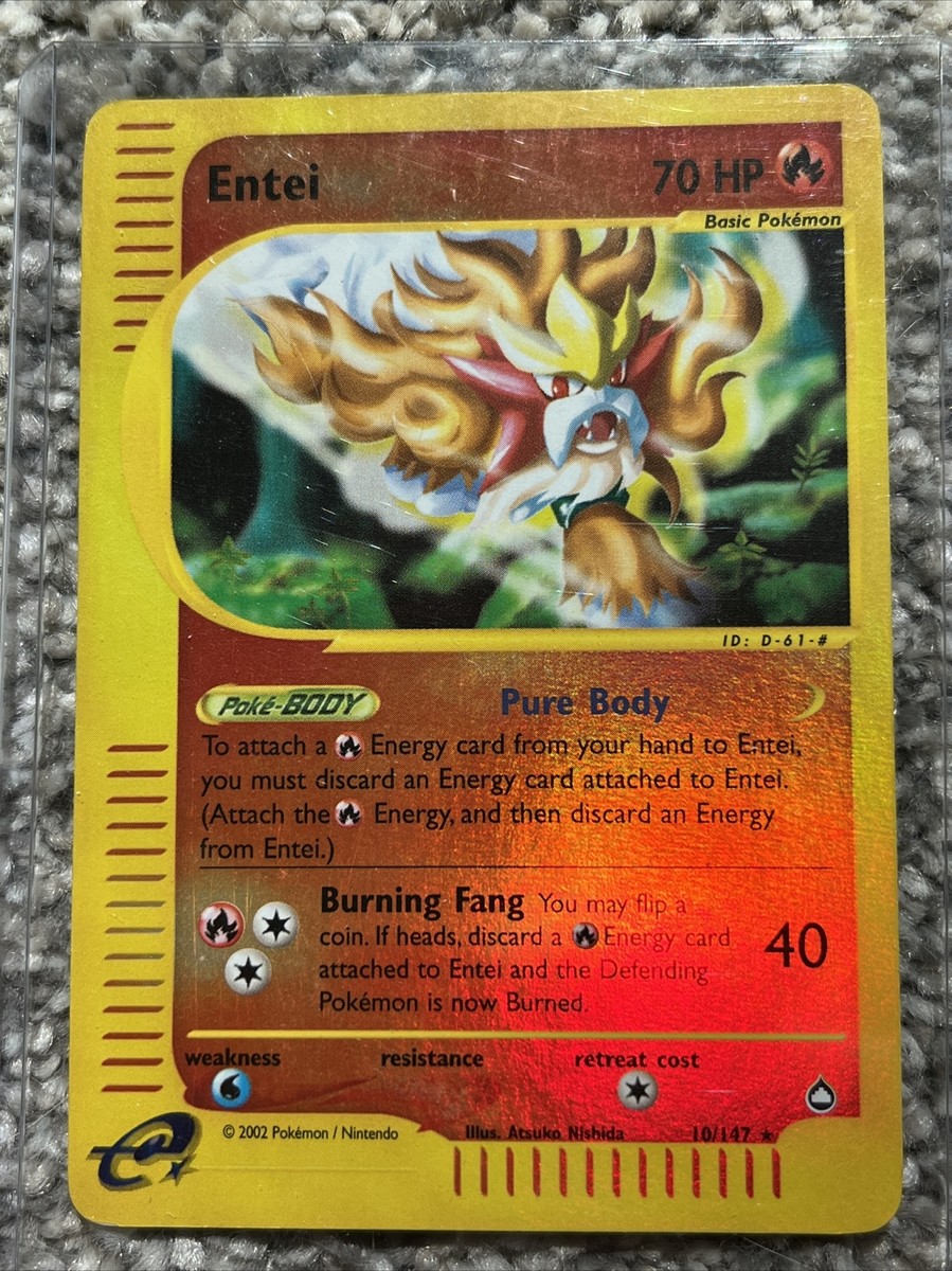 Entei 2002 - 10/147 - Rare Reverse Holo - Never Played, Excellent