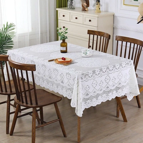 White Vintage Embroidered Lace Tablecloth Table Cloth Cover Wedding Party Decor - Picture 2 of 42