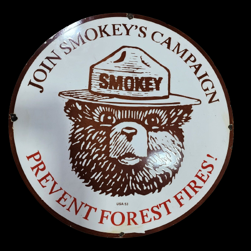 SMOKEY FOREST PORZELLAN EMAILSCHILD 30 ZOLL RUND