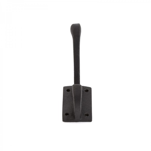 Double Coat Robe Wall Mount Hooks Black Wrought Iron 4" L Hat or Jacket Hanger - Picture 5 of 8