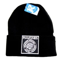 RAMONES Music Rock Band Logo Patch Fold Up Beanie Winter Stocking Cap Hat