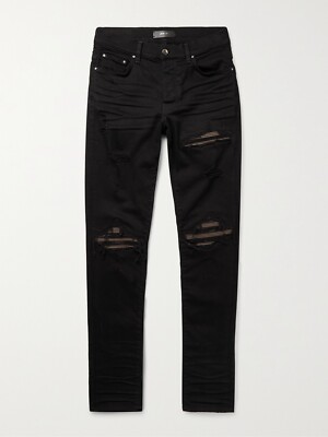 AMIRI MX1 Ultra Suede Skinny-Fit Panelled Distressed Jeans
