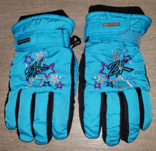 girls blue ZEROXPOSUR WINTER GLOVES S/M on tag adjustable cuffs stars silver  