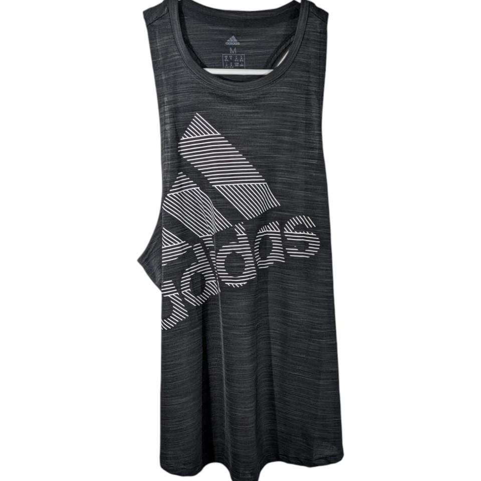 Camiseta sin mangas Adidas Racerback gris oscuro para mujer talla mediana para correr fútbol sin mangas Foto 2 de 4