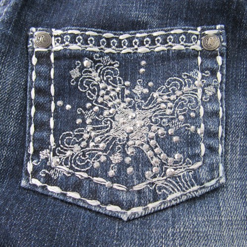 ROCK 47 by WRANGLER Little Girl's Blue Jeans Size 4 Reg Bootcut Adjustable Waist - Picture 3 of 19