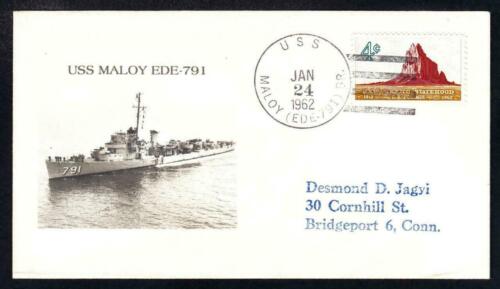Destroyer Escort USS MALOY EDE-791 1962 Naval Cover 1 MADE (A1802) - Afbeelding 1 van 1