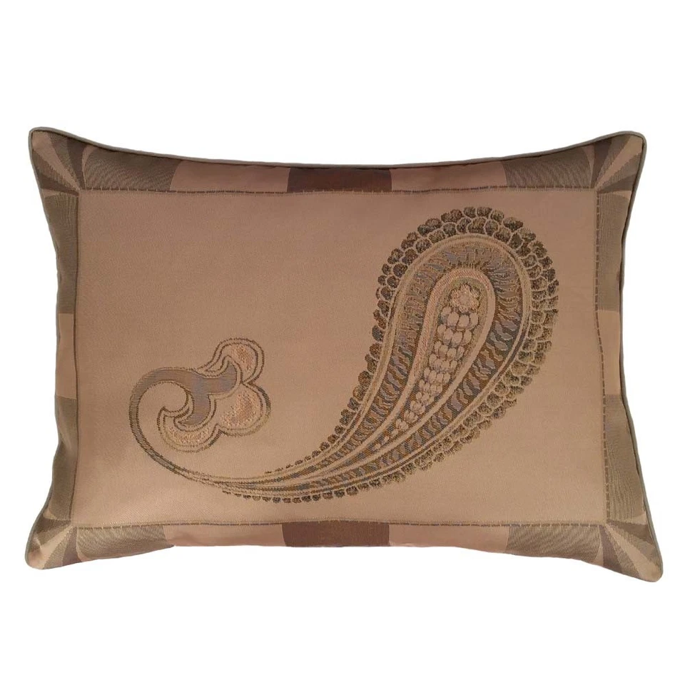 2 fundas de almohada/fundas de cojín de cachemira satinada jacquard beige tamaño estándar F. Foto 3 de 4
