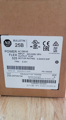 NEW Factory Sealed AB 25B-D6P0N104 Allen-Bradley PowerFlex 525 AC Drive