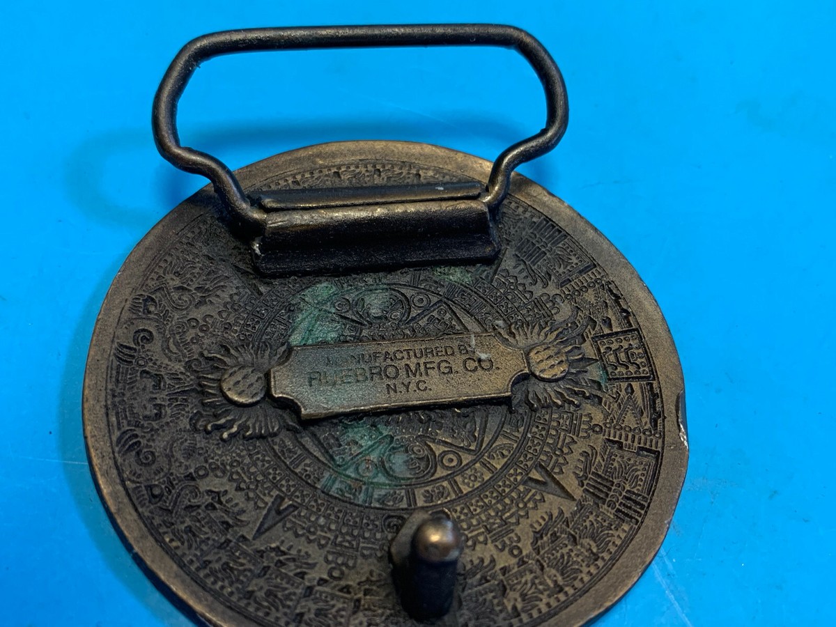 Old Vtg Collectible Ruebro Mfg. Co. NYC Round Aztec Mayan Calendar Belt  Buckle | eBay