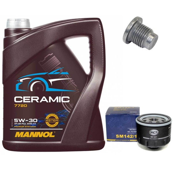 MotoröL Set 5W-30 5 Liter + ÖLfilter + ÖLablassschraube FüR Dacia Logan Renault-image