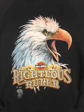 VINTAGE 80s 3D EMBLEM HARLEY DAVIDSON RIGHTEOUS RULER CREW NECK SWEATSHIRT