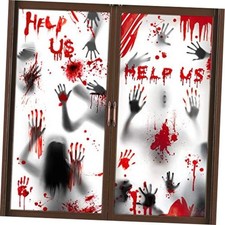 6PCS Halloween Window Door Decorations Cover Set, 2PCS Halloween Window Clings
