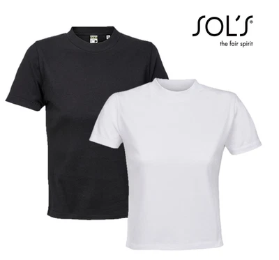 Damen Niedrig Gekürzt T-Shirt 100% Organisch Baumwolle Sols Lilia Breiter Kragen - Bild 1 von 4