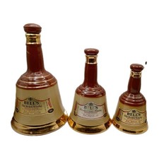 3 Various Sizes Wade Bell’s Old Scotch Whisky Decanters Collectable Bottles