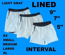 NWOT Ten Thousand Interval Light Gray LINED XS, S, M, L, XL INSEAM 5, 7, 9