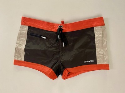 NWT DSQUARED2 Mens Slate Midi Swim Boxer Resort Luxury Spellout Short Sz 48 New