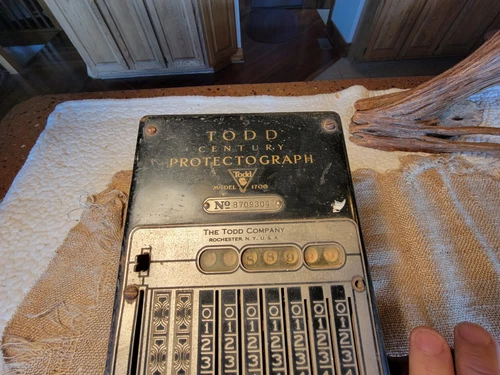 Antique Todd Century Protectograph Check Writer Model 1700 1920s - Picture 9 of 11