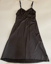 Vintage NANCY KING Black FULL SLIP Size 36 Medium Stretch Nylon Office Siren