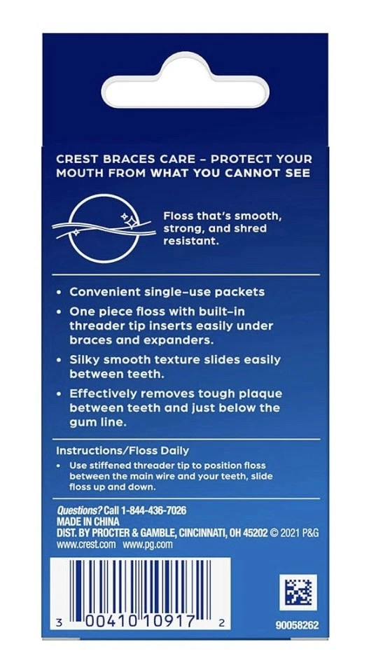 10 PACKS ~ CREST BRACES CARE ~ Threader Floss ~ (30) Single-Use Packets In Each - Image 3 of 4