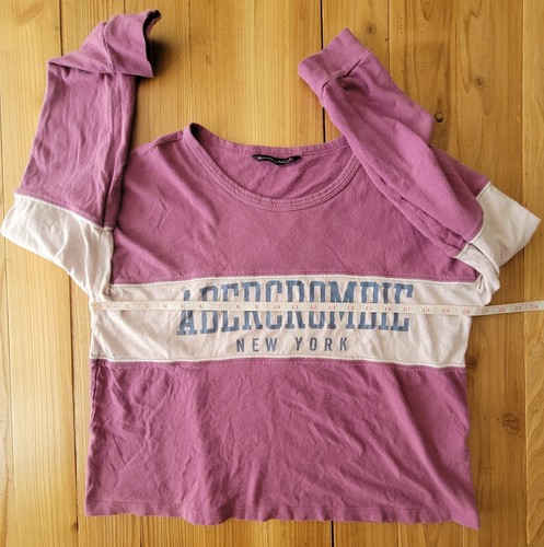 Abercrombie Fitch Womens Purple Color Block Long Sleeve Crop Top Size Large - Picture 9 of 12