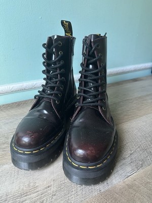 Dr. Martens Womens US Size 9 Jadon Cherry Red Arcadia High Shine Leather Boots
