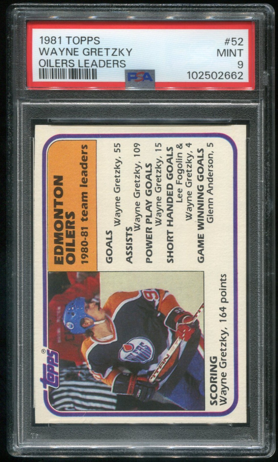 1981-82 Topps Oilers Leaders Wayne Gretzky #52 (HOF) PSA 9 (102502662)