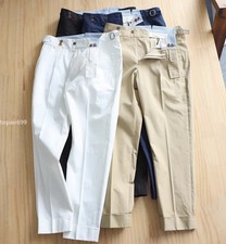 Men's Pants Slacks Adjustable Waist Loop Pleated Suit Casual Pant Retro Trousers