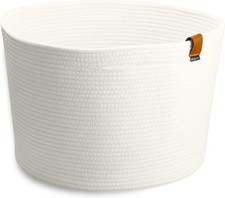 Extra Large Blanket Basket for Living Room - White Farmhouse Woven Baskets fo...