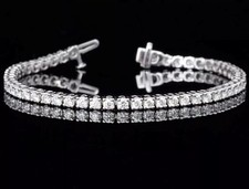Bracciale Tennis 7 Pollici 6 CT Creato in Laboratorio Diamante 14K Placcato Oro Bianco Argento 925