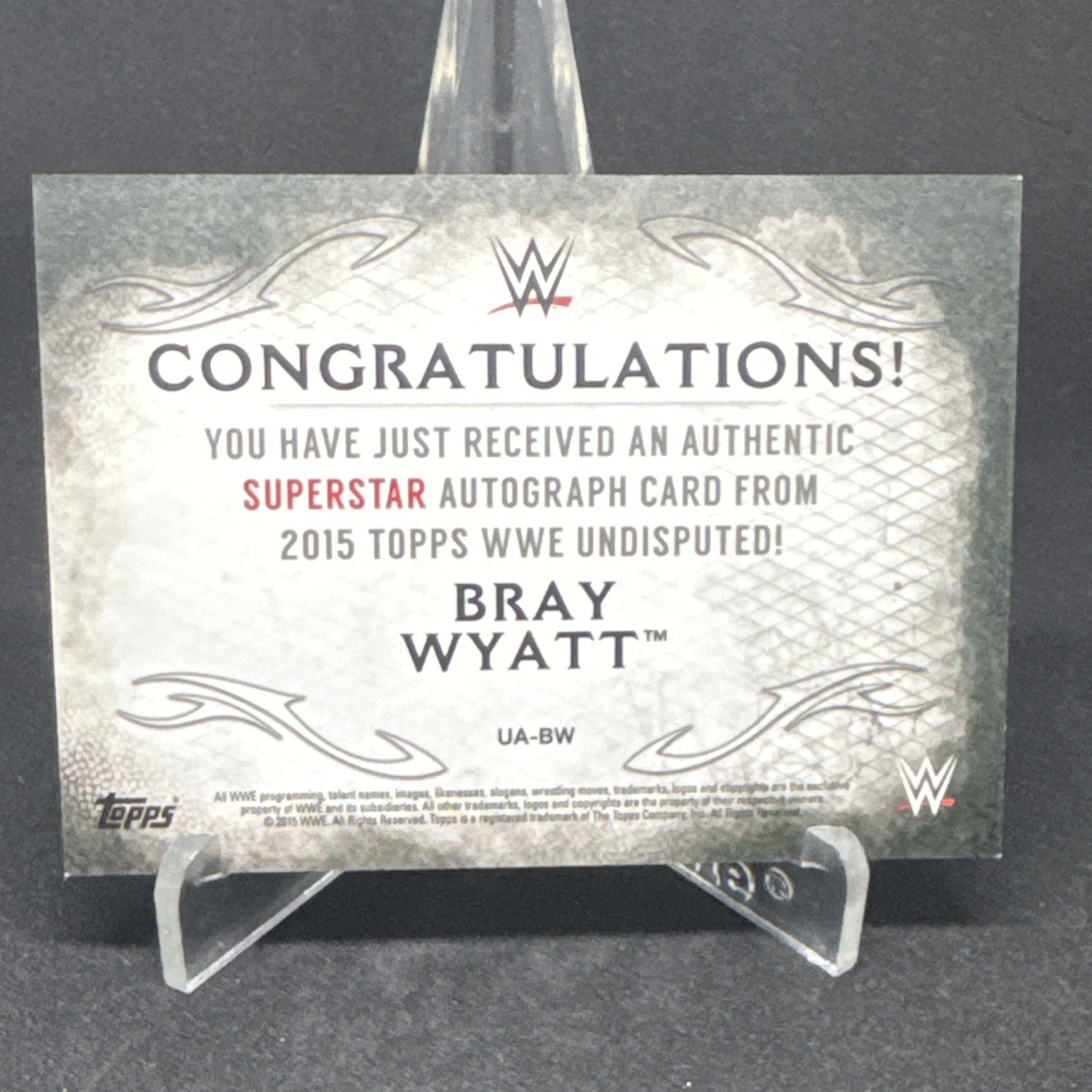 Topps 2015 WWE Undisputed Bray Wyatt Undisputed Autographs UA-BW Auto view 2