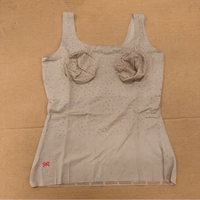 New Ruby Ribbon Embellished Sleek Shape Tank Cami Rhinestone Glitter Fawn 40