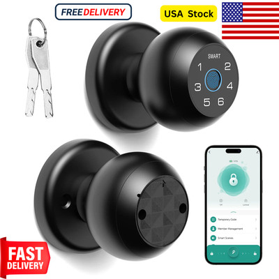 Smart Door Knob Fingerprint Door Lock Biometric Door Lock with Key & App Control