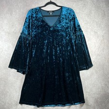 Karen Kane Mini Dress Womens Medium Blue Velvet Goth Dark Romantic Hippie Gypsy