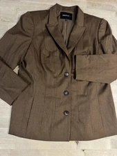 Lafayette 148 New York Women's Virgin Wool Brown Blazer Size 12