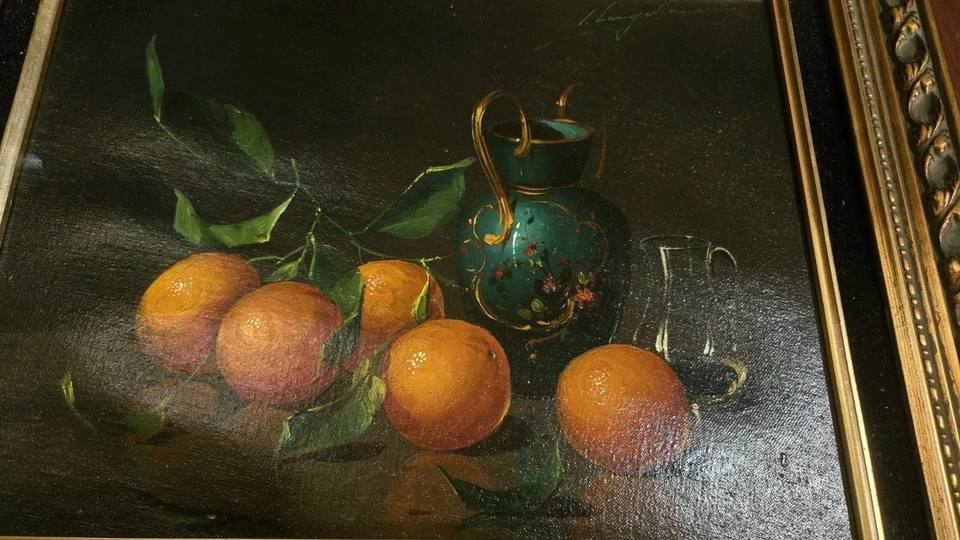 Pintura al óleo original de colección enmarcada firmada bodegón naranjas Salvatore Langella Foto 2 de 4