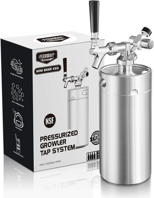 Mini Keg Growler Tap System, 128Oz Mini Beer Growler, Stainless Steel Home Draft