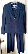 CALVIN KLEIN Button Front Navy Blue Blazer PantSuit Women  s Size 8 Classic