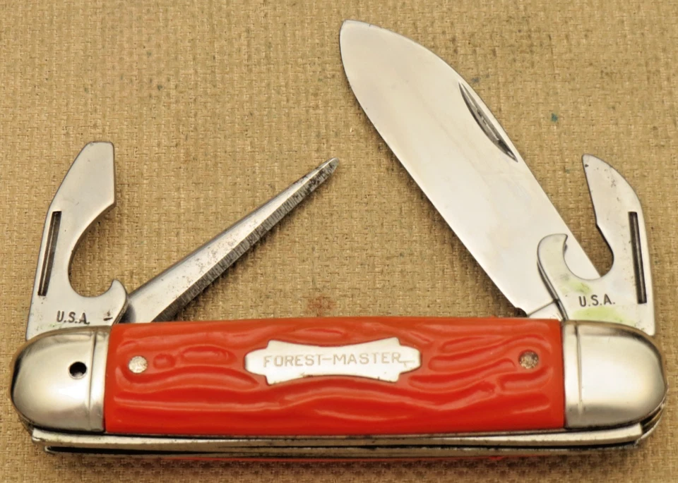 Vintage COLONIAL KNIFE CO USA FOREST MASTER Scout Knife Scarce Orange Handles B - Image 2 of 4