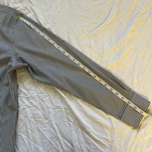 Ryan Seacrest Gray White Mens Slim Fit Striped Dress Shirt Size 15.5 32/33 - Picture 6 of 7