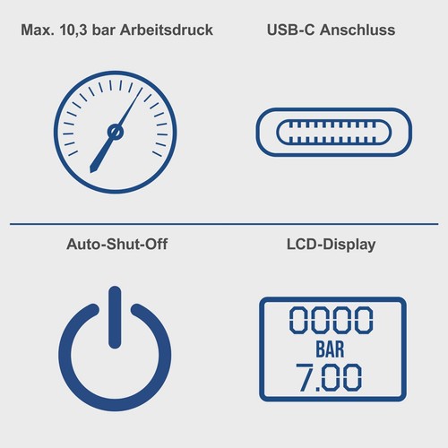 Scheppach Akku Luftpumpe Elektrische Fahrradpumpe mit Display 10,3bar Kompressor - Bild 6 von 13
