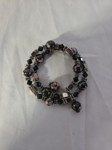 Cerchio della Speranza - Bracciale nero con perline cloisonne, vetro e metallo (200) - Foto 4 di 4