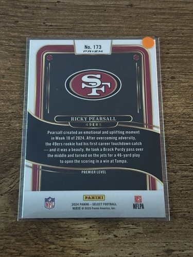2024 Panini Select - Premier Level Ricky Pearsall #173 Rosso e Giallo Shock Prizm - Foto 2 di 2