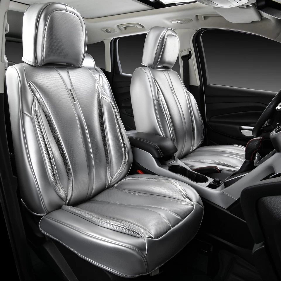 Juego completo de fundas de asiento de coche de cuero napa Ultra+ universales acolchadas, respiración suave... Foto 2 de 4